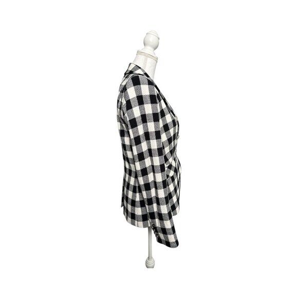 VERONICA BEARD Miller Dickey Plaid Jacket Blazer Size 4 Black White Linen Check - Picture 5 of 12